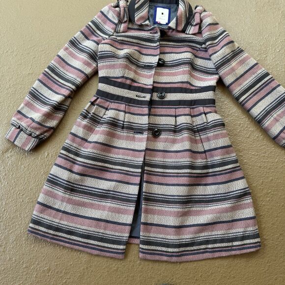 Anthropologie Elevenses Pattern Makers Coat Sz 6 Stripe Colorblock Bow Shoulder - Picture 4 of 12